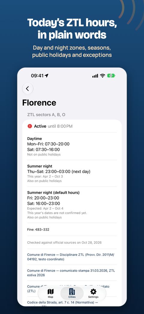 Today's hours, in plain words